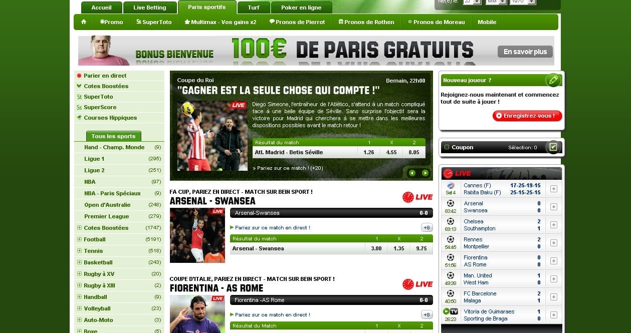Parions sport liste rencontre