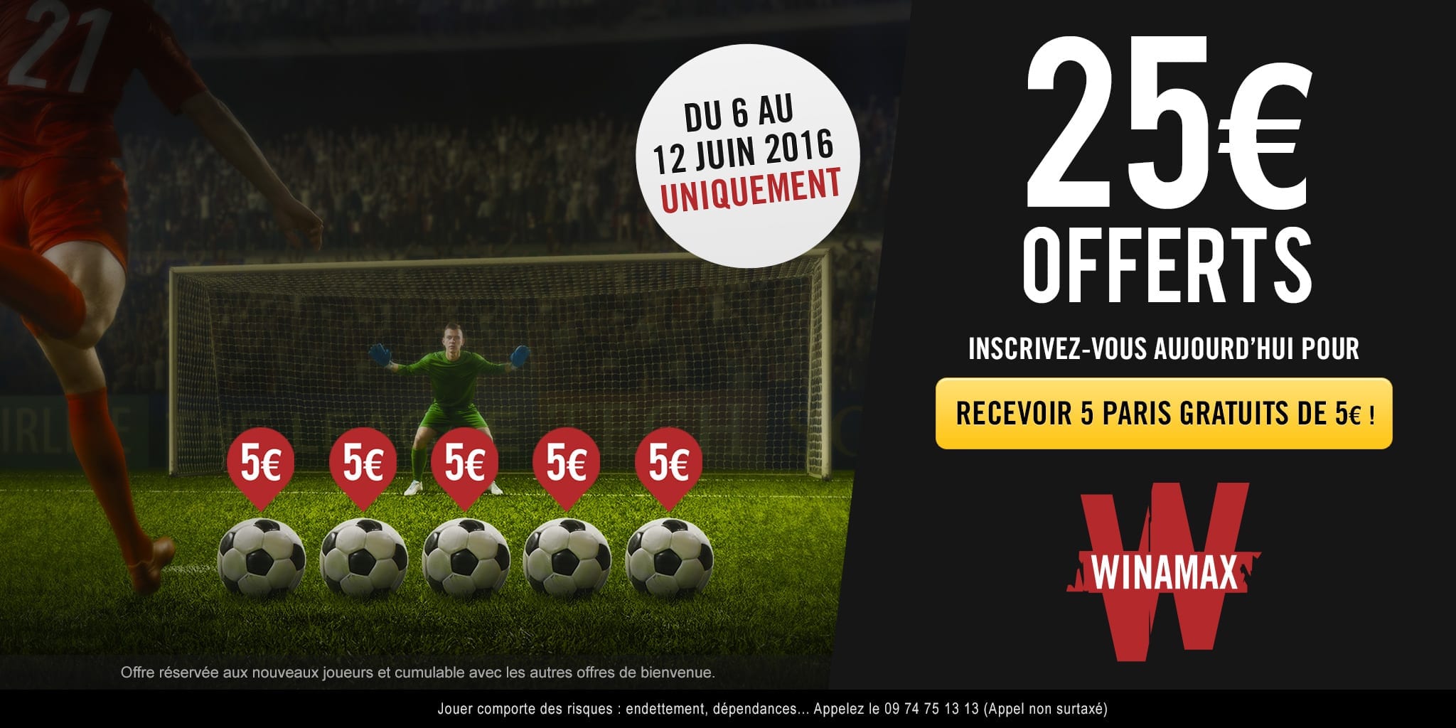 25€ de paris gratuits chez Winamax pour l'Euro 2016