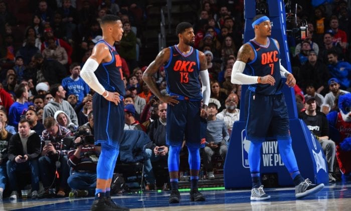 Le trio de star d'OKC en place lors d'un match NBA